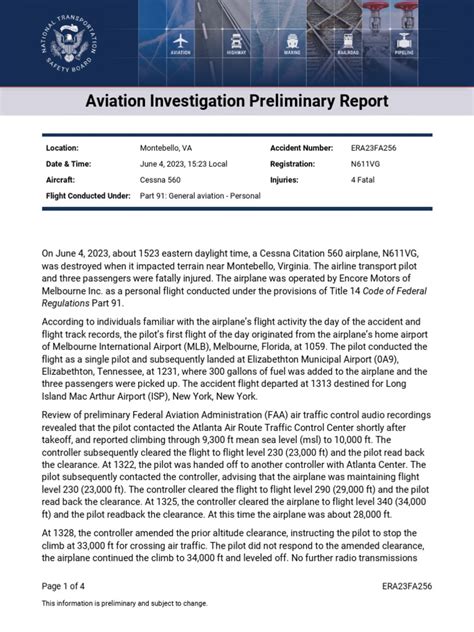 Ntsb Plane Crash Report